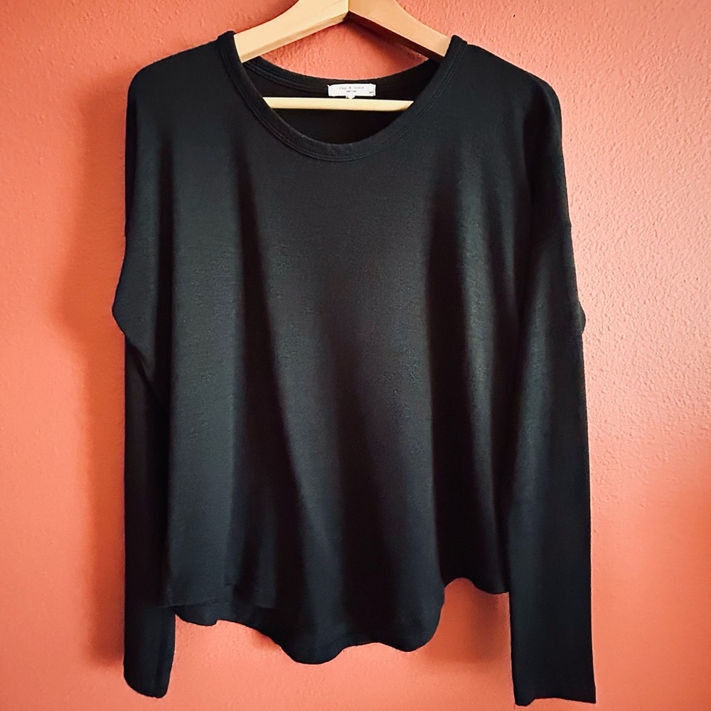 rag & bone Women’s Hudson Black Heather Long-Sleeve Pullover Size S